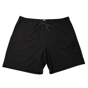 Lands End Mens XXL Black Swim Board Shorts Elastic Waist 8" Inseam Athletic